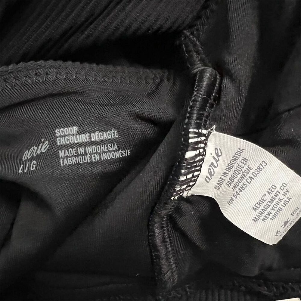 Aerie ribbed Scoop Neck Bikini Swim Top ladies size Large black - Picture 6 of 7